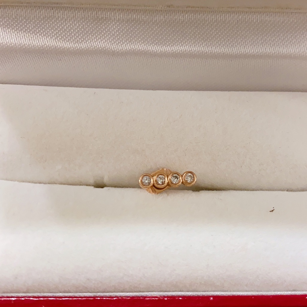 14k Rose Gold Diamond Milgrain Bezel Earring